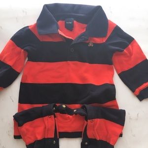 Gap pique polo long sleeve suit stripe bear EUC